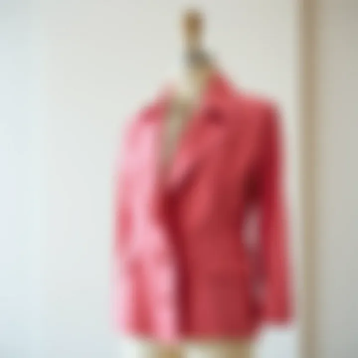 Styling tips for a pink linen jacket demonstrated on a mannequin
