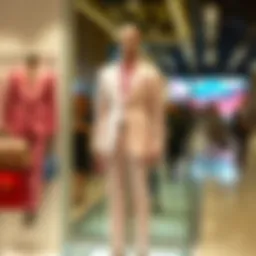 Elegant pink suit on display