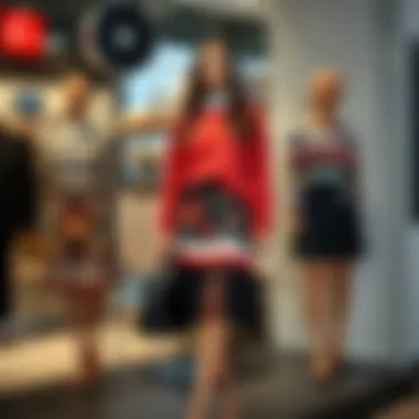 Trendy fashion display of jersey skirt combinations