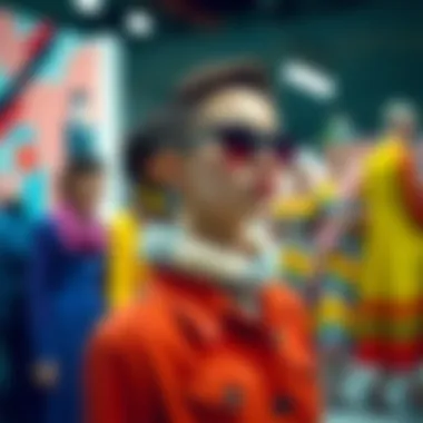 Piere Cardin's contributions to fashion displayed in a vibrant collection