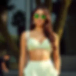 Elegant display of pistachio green crop tops styled for a chic summer look
