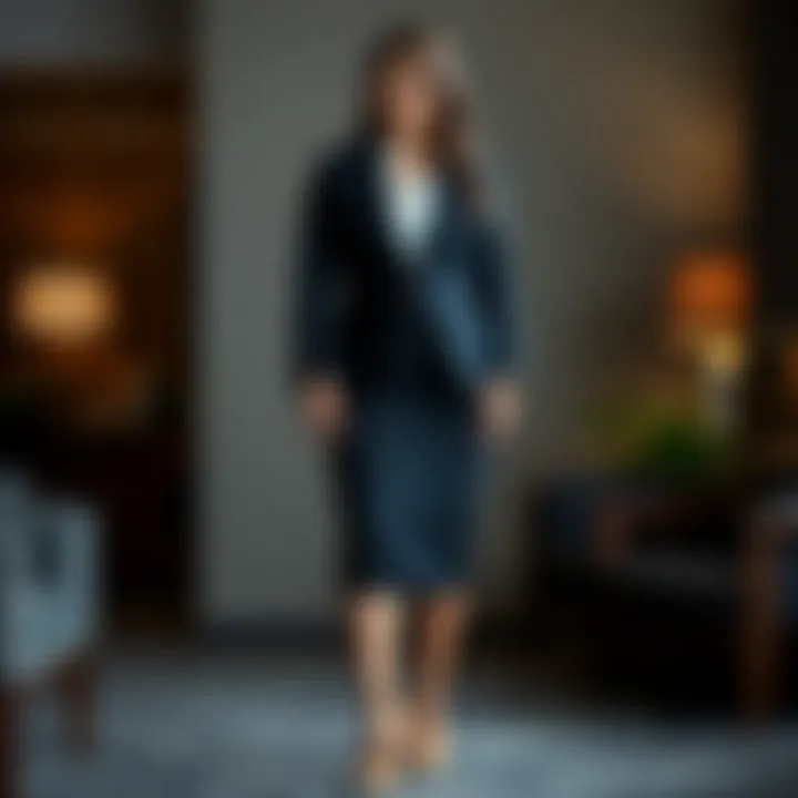 Elegant plus-size skirt suit ensemble on a stylish background