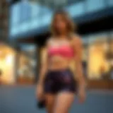 Chic Evening Look with Sequin Shorts Elegant sequin shorts styled for a night out