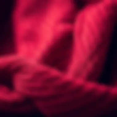 Close-up of a textured red scarf showcasing unique fabric details
