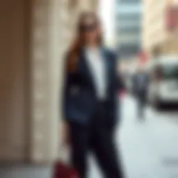 Elegant formal outfit showcasing a tailored blazer and chic trousers