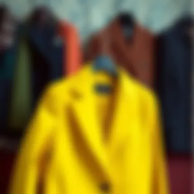 An artistic arrangement of a yellow blazer on a fashionable backdrop