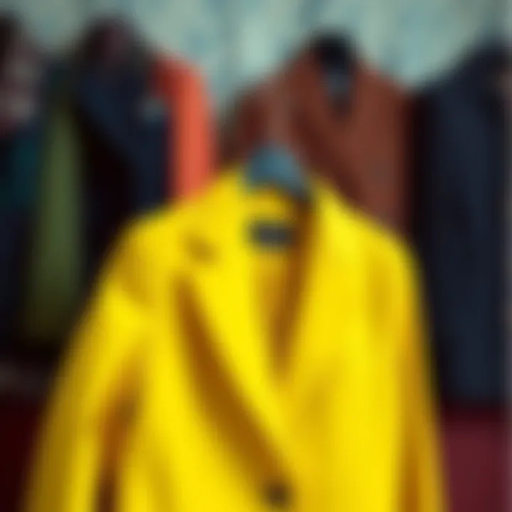 An artistic arrangement of a yellow blazer on a fashionable backdrop