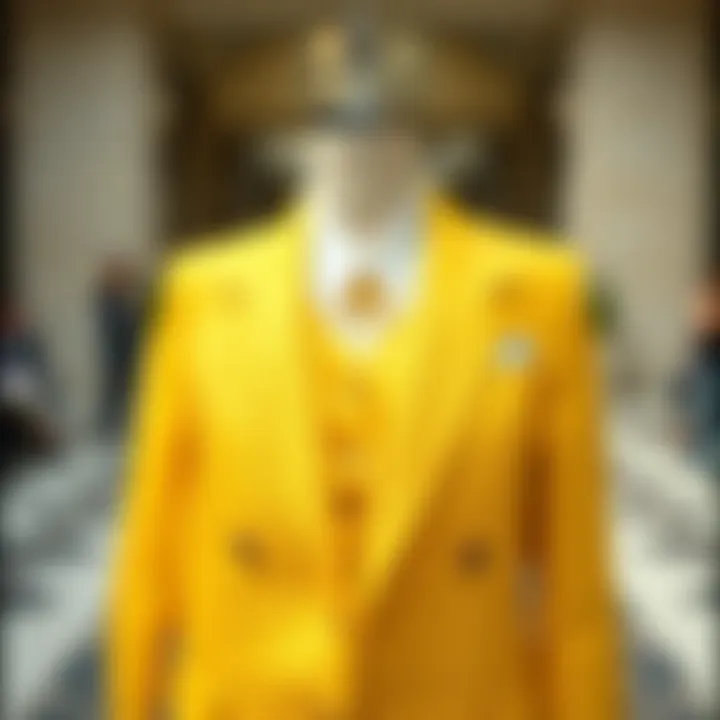 Historical evolution of the yellow blazer illustrated through various fashion eras