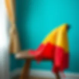 A vibrant yellow and red scarf draped elegantly on a chair