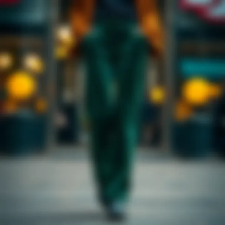 Seasonal trends incorporating green velvet pants