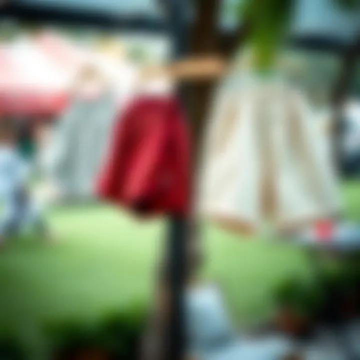 Elegant fabric shorts displayed in an outdoor setting