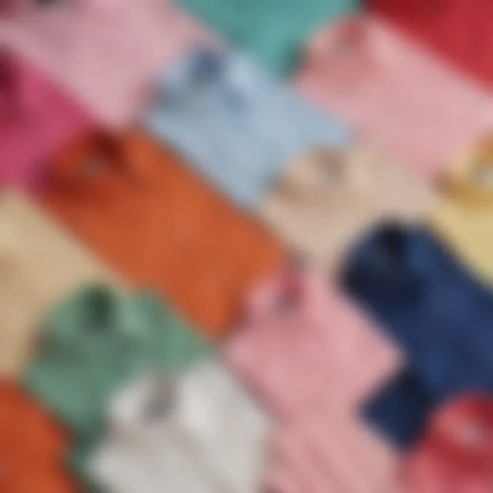 Various colors of silk shirts arranged aesthetically