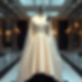 Elegant black and white evening gown on a mannequin