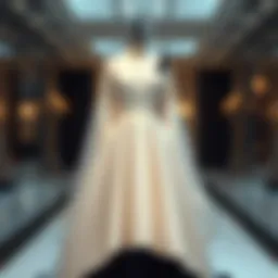 Elegant black and white evening gown on a mannequin