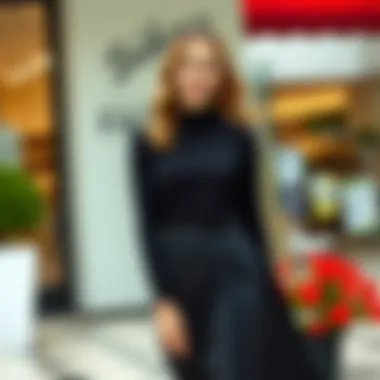 Fashionable Black Crop Sweater with Skirt Fashionable pairing of a black crop sweater with a skirt