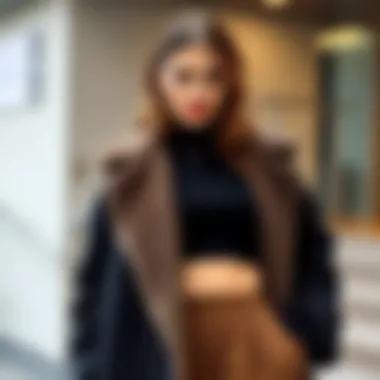 Seasonal Outfit: Black Crop Sweater and Winter Coat Seasonal outfit with a black crop sweater and winter coat