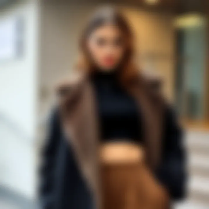 Seasonal Outfit: Black Crop Sweater and Winter Coat Seasonal outfit with a black crop sweater and winter coat