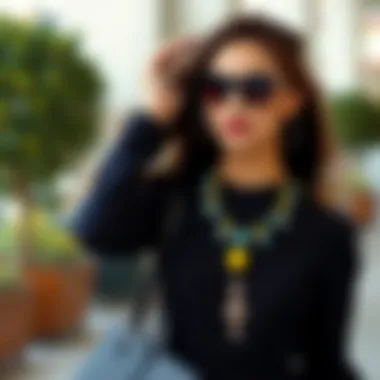 Stylish accessories complementing a black classic dress