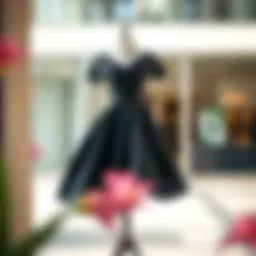 Elegant black classic dress on a mannequin