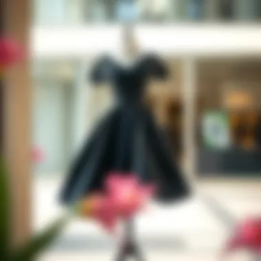 Elegant black classic dress on a mannequin