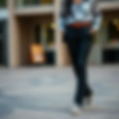 Stylish ensemble with black trousers and patterned shirt