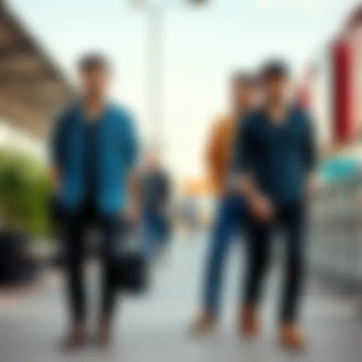 Casual look with black pants and denim shirt