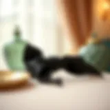 Elegant black ribbon hair accessory displayed on a chic background