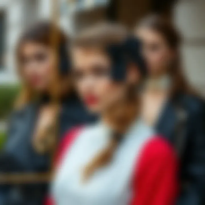 Stylish outfits paired with black ribbon hair accessories