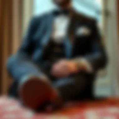 A stylish tuxedo ensemble complete with shoes and watch