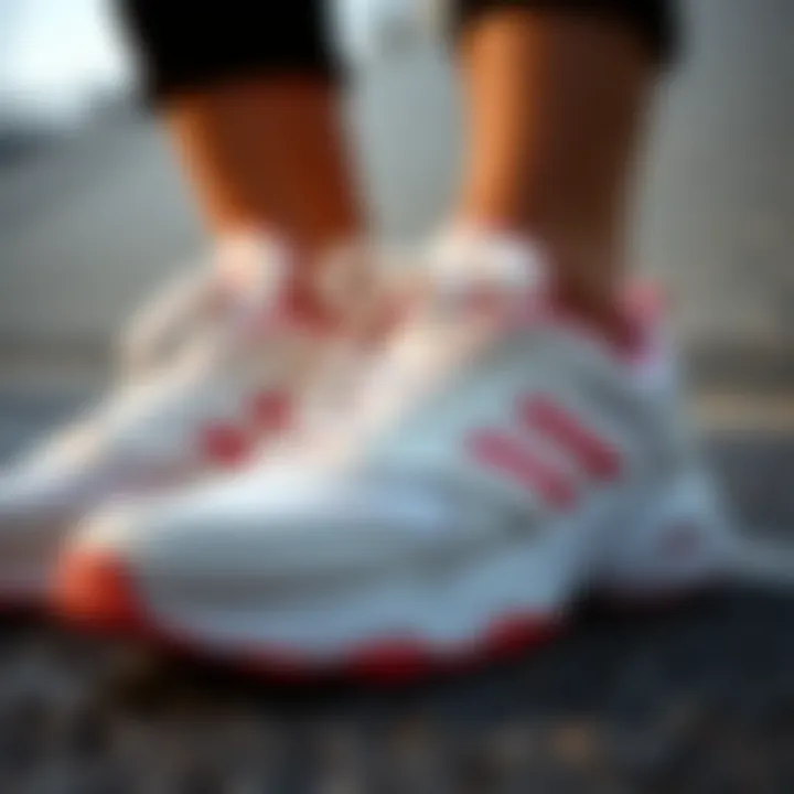 A close-up of trendy athletic footwear showcasing comfort and design