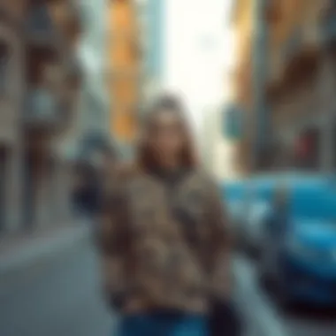 Trendy street style featuring leopard print sweatshirt in an urban setting