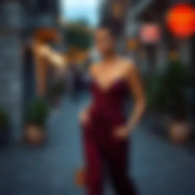 Stylish accessorized dress-like jumpsuit for a night out