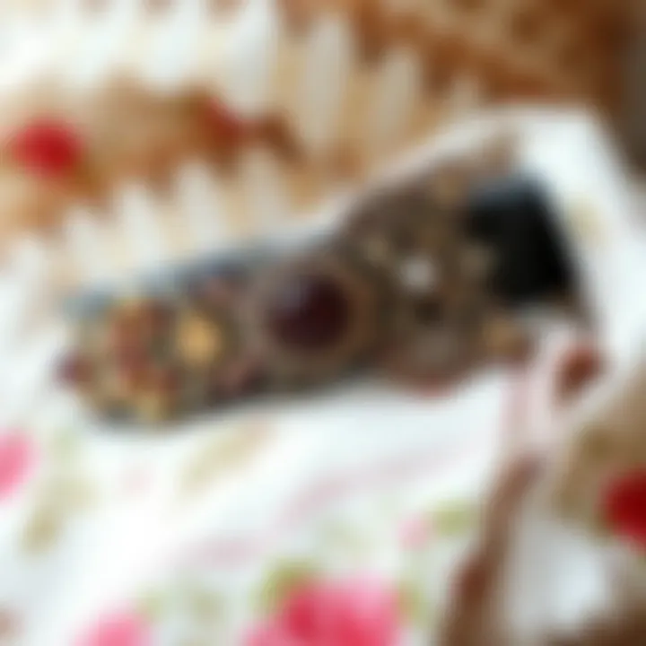 A stylish embellished belt showcasing intricate designs