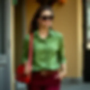 Chic Ensemble Featuring a Green Shirt Stylish green shirt outfit with accessories