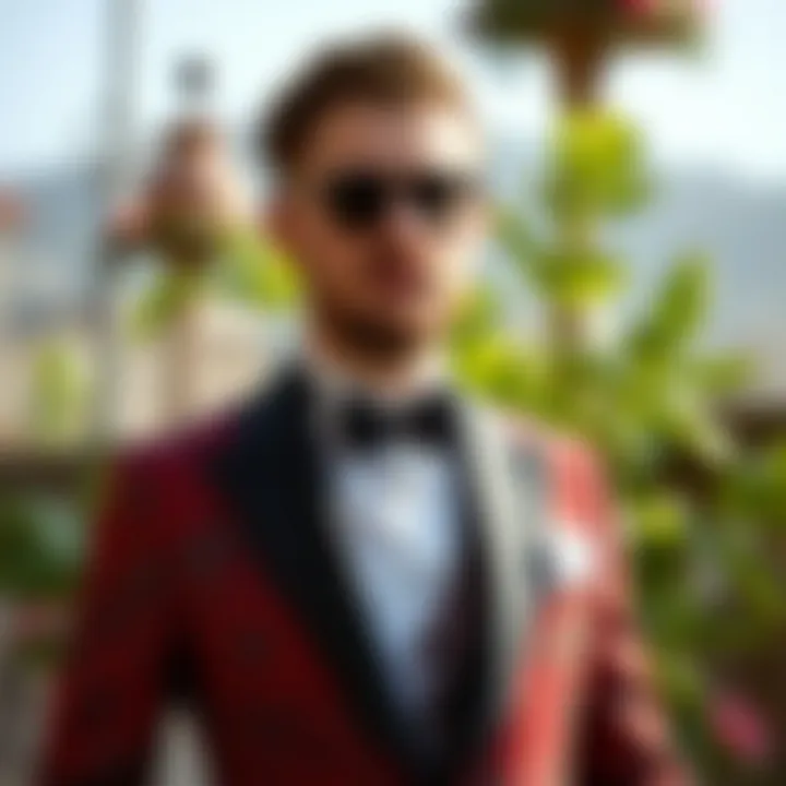 Stylish groom outfit with unique fabric choice