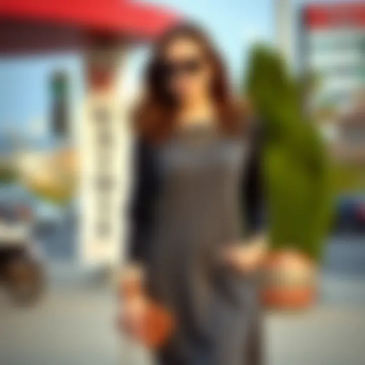 Stylish long-sleeve dress paired with fashionable accessories