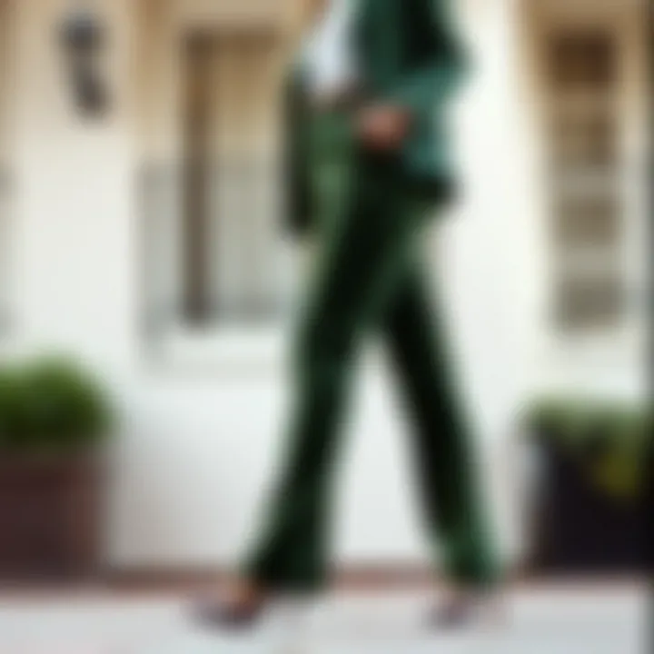 Stylish outfit combinations featuring green velvet pants