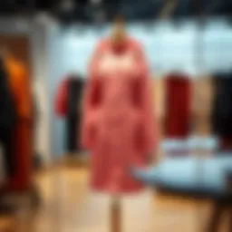 A stylish raincoat displayed on a mannequin in a fashion studio