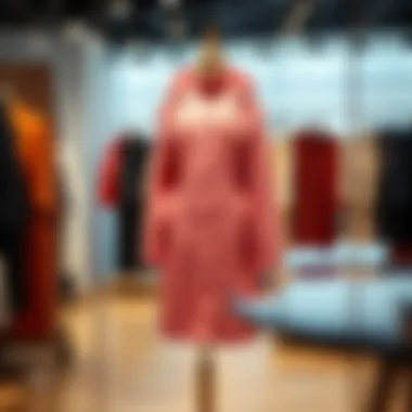 A stylish raincoat displayed on a mannequin in a fashion studio