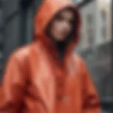 A stylish raincoat showcasing modern design elements