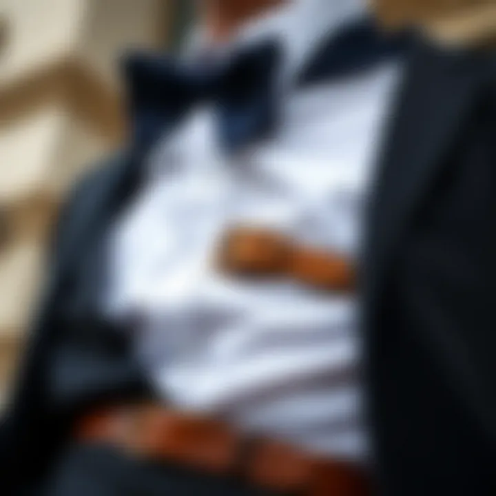 Suede Belt in Formal Ensemble Suede belt paired with formal wear