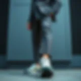 A stylish suit paired with trendy sneakers