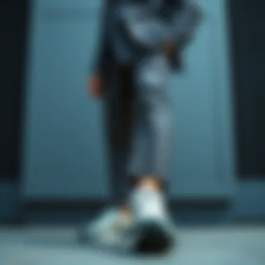 A stylish suit paired with trendy sneakers