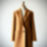 A stylish tailored coat displayed against a minimalist background