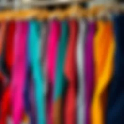 A vibrant array of legging colors displayed on a rack