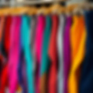 A vibrant array of legging colors displayed on a rack