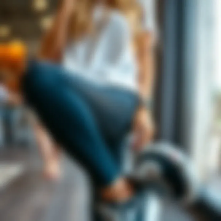 A fashion-forward individual showcasing leggings in a casual setting