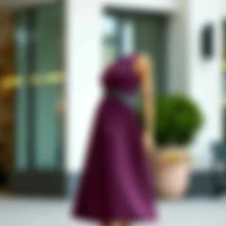 Chic one-shoulder midi dress showcasing modern design