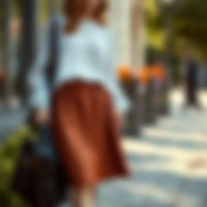 Seasonal outfit combination with a trendy skirt