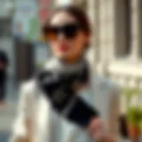 Elegant thin neck scarf styled with a chic outfit